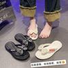 Cute one-pedal flip-flops woman 2025 summer and autumn new fashionable versatile non-slip seaside bow slippers outer wear