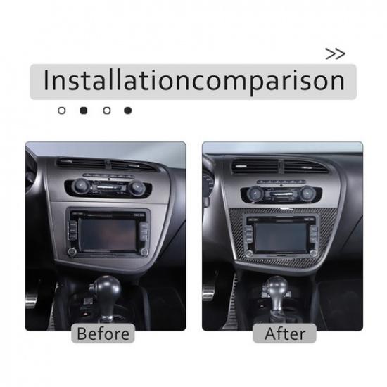 Soft Carbon Fiber Dashboard Navigation Cover Trim For Seat Leon 2008-12