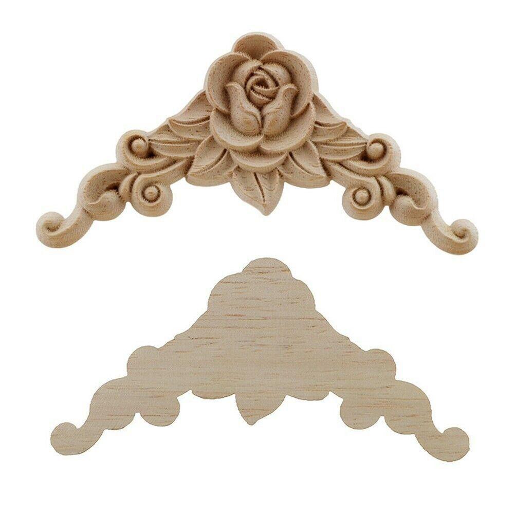 Furniture Parts Wooden Figurines Crafts Corner Appliques Frame Wood Carved Woodcarving Decorative