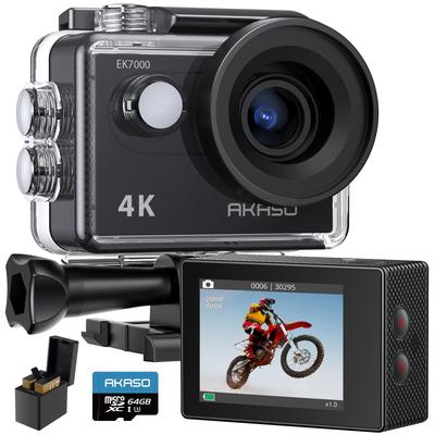 Экшн-камера AKASO EK7000: 4K, 20 МП, карта памяти 64 ГБ в комплекте, подводная камера, WiFi, поддержка внешнего микрофона, водонепроницаемость 40 м, HDMI-выход, 17