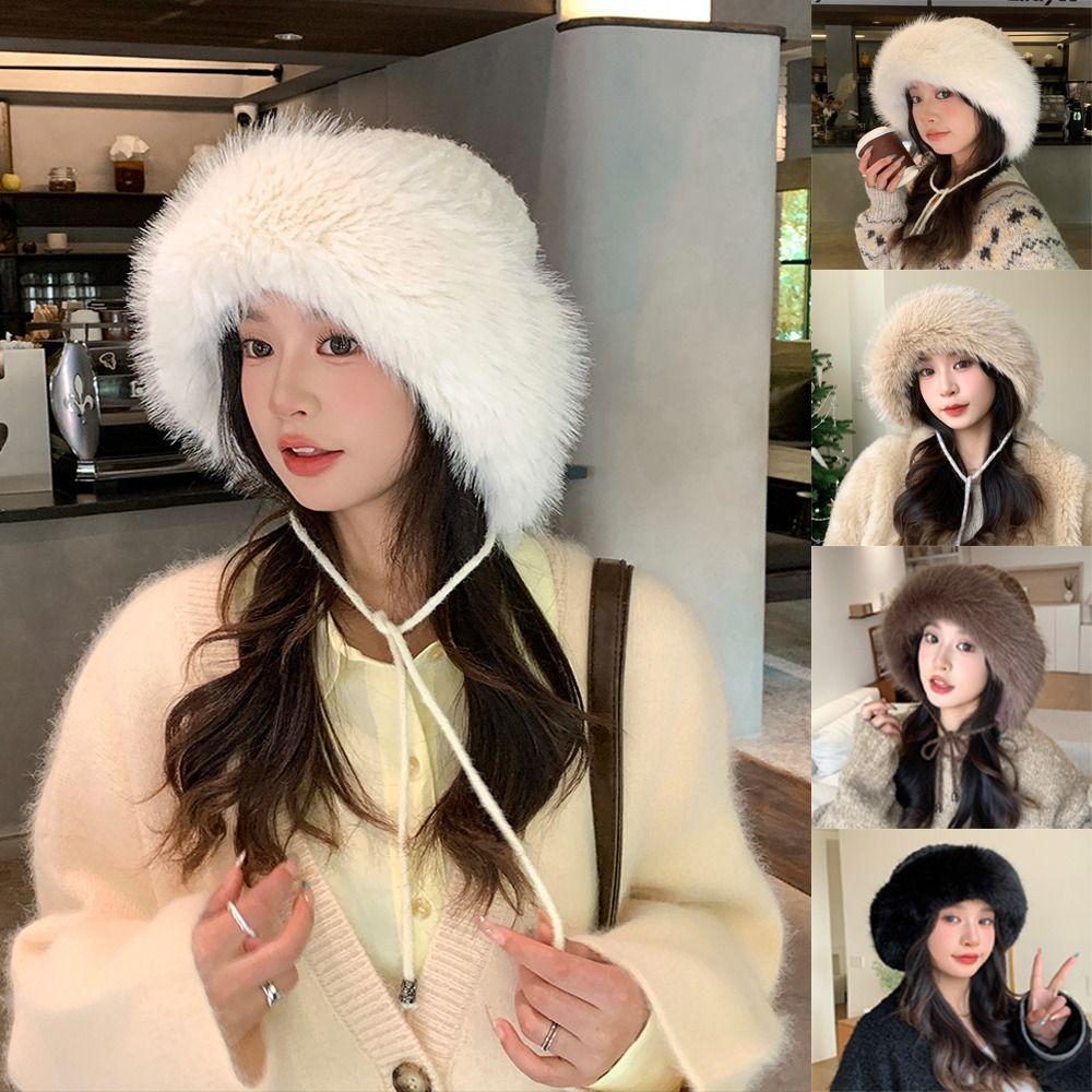 Versatile Winter Plush Hat Warm Ear Protection Hat Trendy Knit Hat for Women