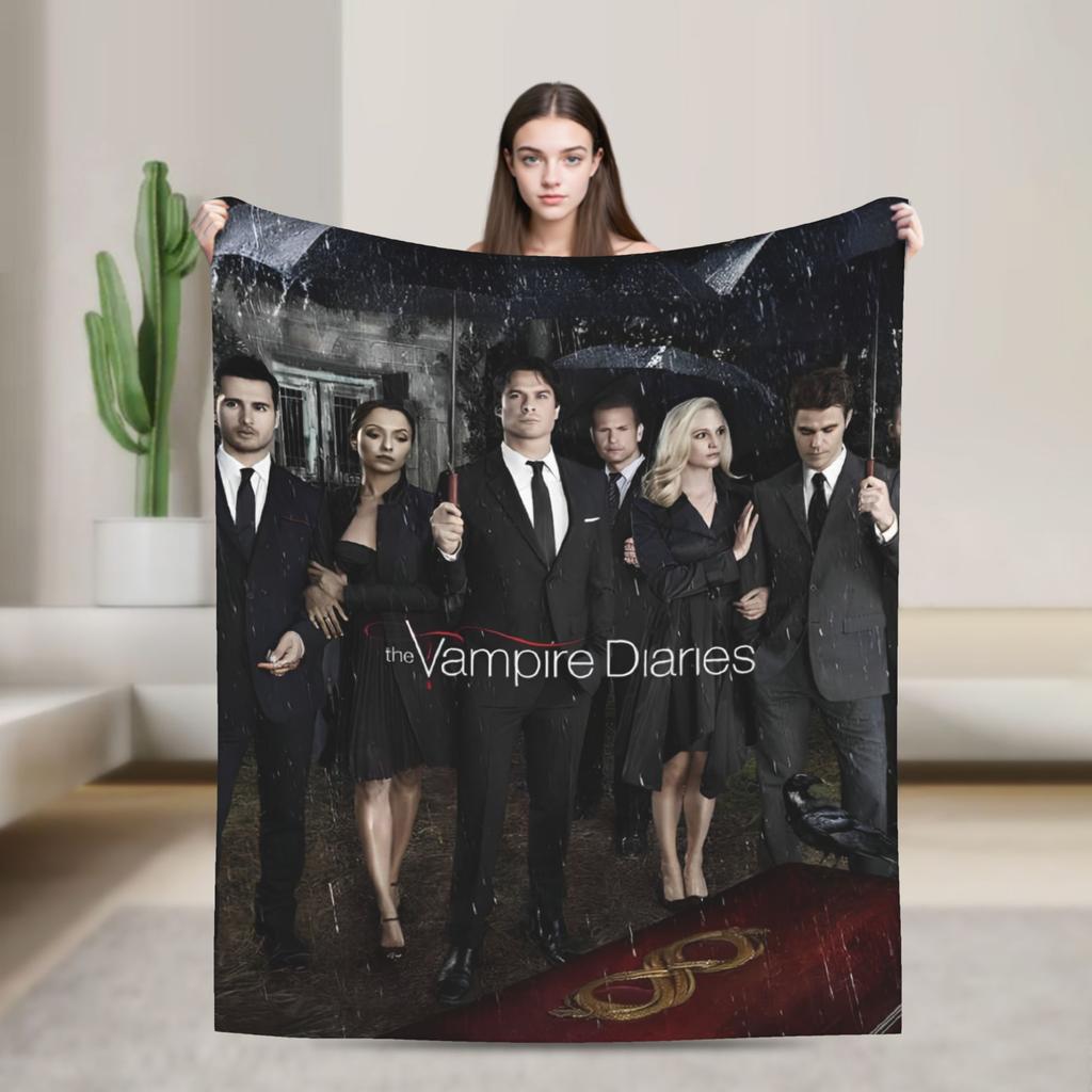 The Vampire Diaries Damon salvatore Blanket Print Plush Throw Blanket For Home Decor Travel Office Flannel Bedspread Bed Cover