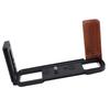 Wooden Grip Camera L Bracket with Cold Shoe 14in Threaded Holes Handgrip Quick Release Plate for