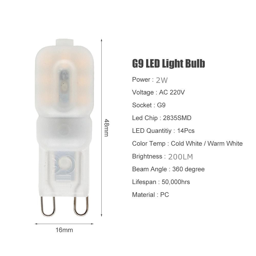5 шт. G9 светодио дный 2 Вт 3 Вт лампочка переменного тока 220 В 230 В лампа SMD2835 для прожектора, люстры, замена 20 Вт 30 Вт галогенная лампа теплый/холодный белый