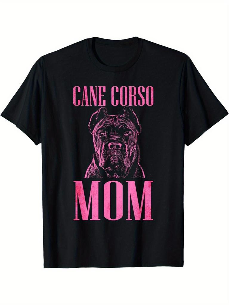Italian Cane Corso Dog Graphic T-Shirt for Men & Women - Polyester Relaxed Fit Short Sleeve Crew Neck Tee with Cane Corso Print, 180Gsm Medium Weight