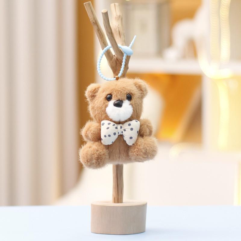 Cute Bear Stuffed Animal Plushie With Short Velvet Fur Keychain For Women Decor