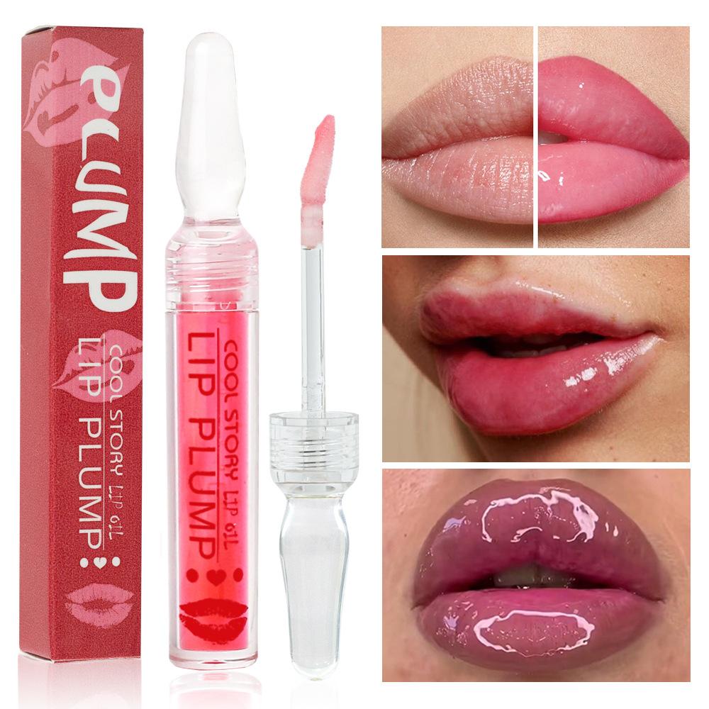 Lip Plumping Ampoule Small Lip Oil Moisturizing Waterproof Hydrating Velvet Moisturizing Transparent Lip Gloss Lip Oil Makeup