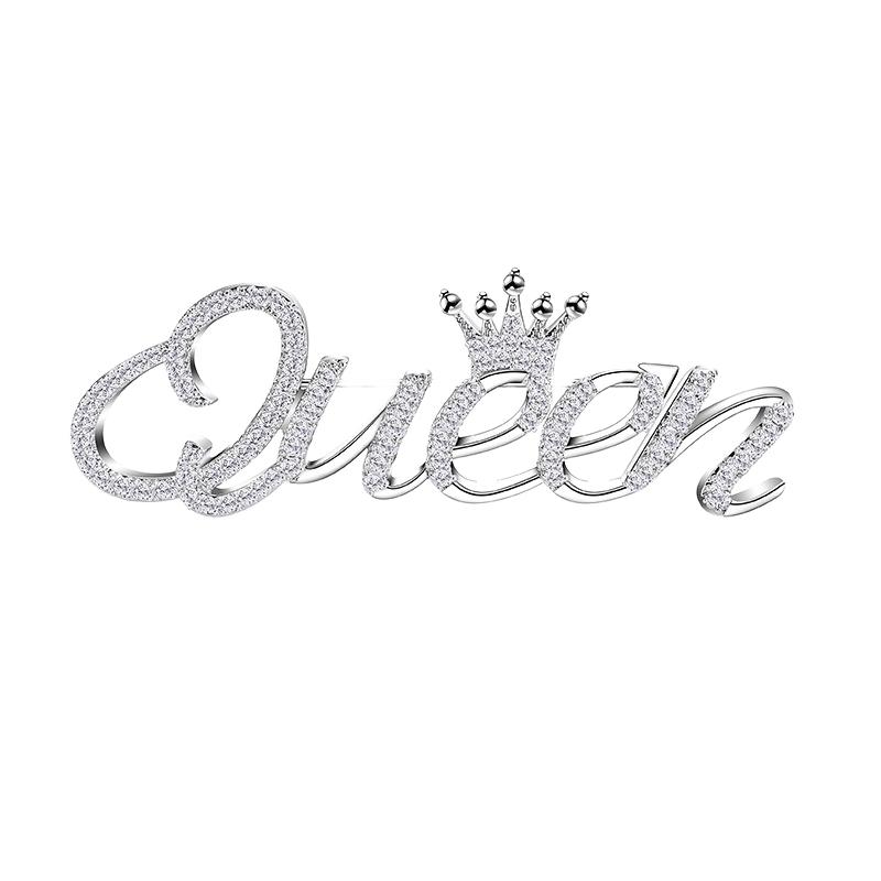 Qiuhan  Rhinestone Custom Name Brooch Pins Personalized Alphabet Letter Brooches for Women Gift