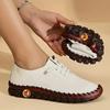 Fashion Women Leather Flats 2025 New Soft-soled Roman Breathable Retro Stitching Muffin Bottom Sneakers Woman Loafers Shoes Plus Size 43