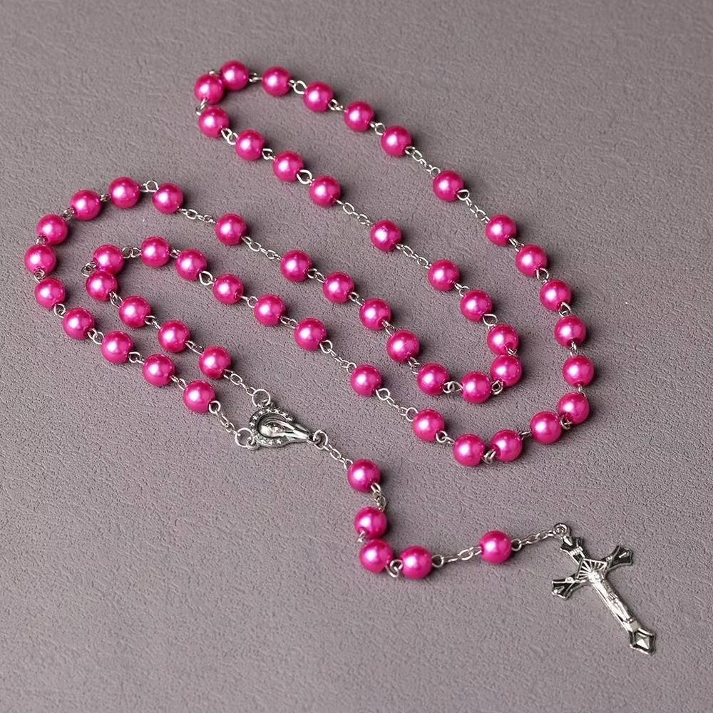 Handmade Beads Rosary Beads Pendant Chain Vintage Style Religious Pendants Christian Jewelry