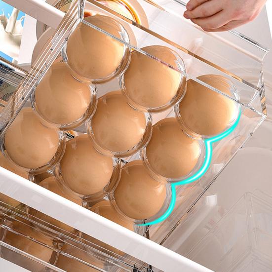 Ящик для хранения яиц большой вместимости на 36 яиц, двухъярусный, выдвижной, прозрачный, органайзер-подставка для яиц в холодильник