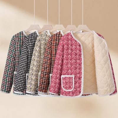 Одежда Маленькая хлопковая куртка Утолщенный ягненок Бархат Короткая Для женщин среднего и пожилого возраста Цветочная хлопковая куртка Хлопковая куртка Новый зимний стиль