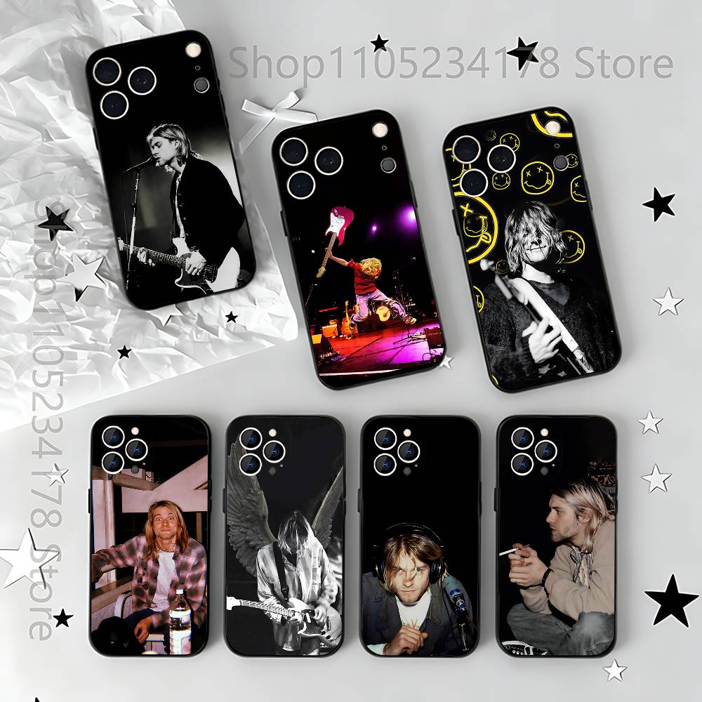 K-Kurt Singer C-Cobain Phone Case For iPhone 17,16,15,14,13,12,11,Pro,Max,Plus,E,Air,Mini Black Shockproof Funda Cover