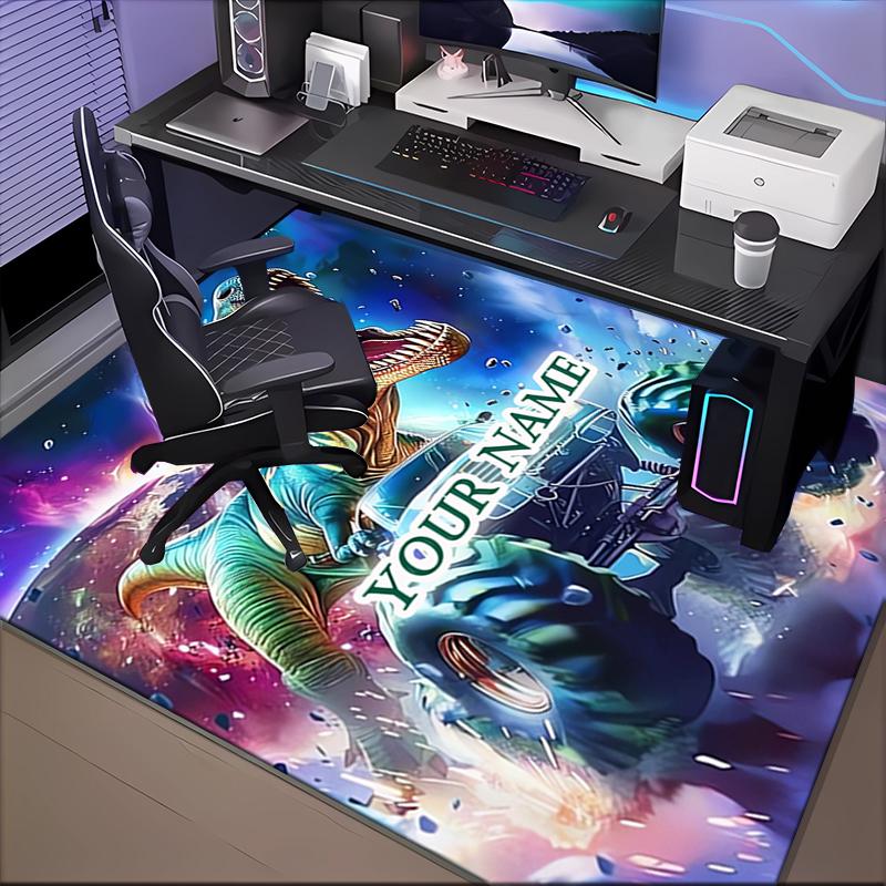 1PC Custom Name Dinosaur Monster Truck Adventure Theme Floor Mat Ideal for Living Room, Game Rooms, Office, Bedroom Floor Mat Playful Design