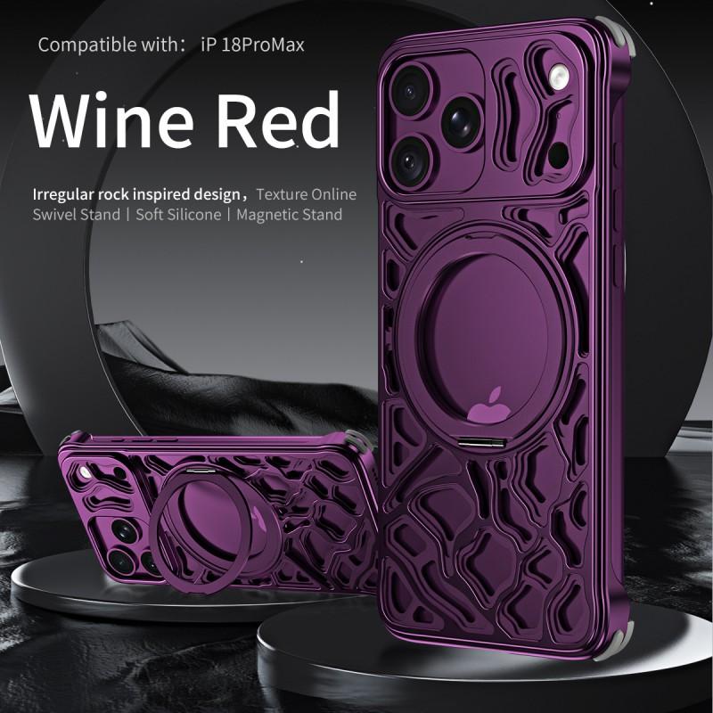 Metal Hollow Magnetic Rotating Stand Phone Case IPhone 18 17 16 15 Pro Max