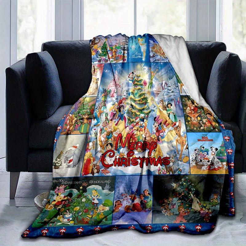 1pc. Disney Christmas Collage Throw Blanket, Festive Cartoon Characters for All Seasons, Perfect Home Decor Gift, Soft and Cozy Blanket for