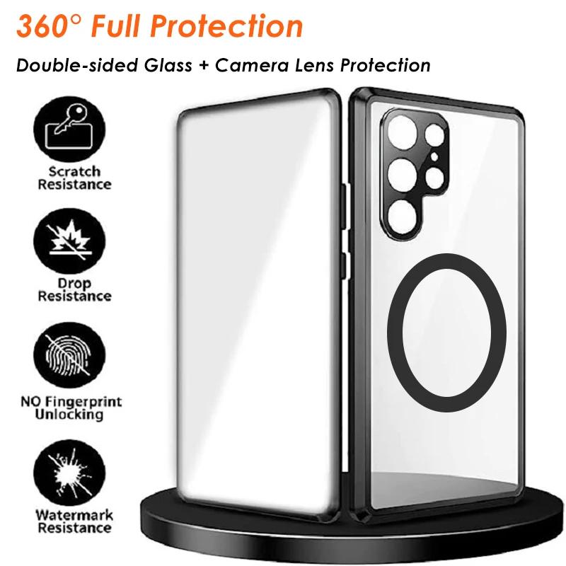 360° Aluminium Alloy Protection Case For Samsung Galaxy S25 S24 S23 S22 S21 Ultra Plus Magsafe Magnetic HD Glass Full Screen Closed Cover