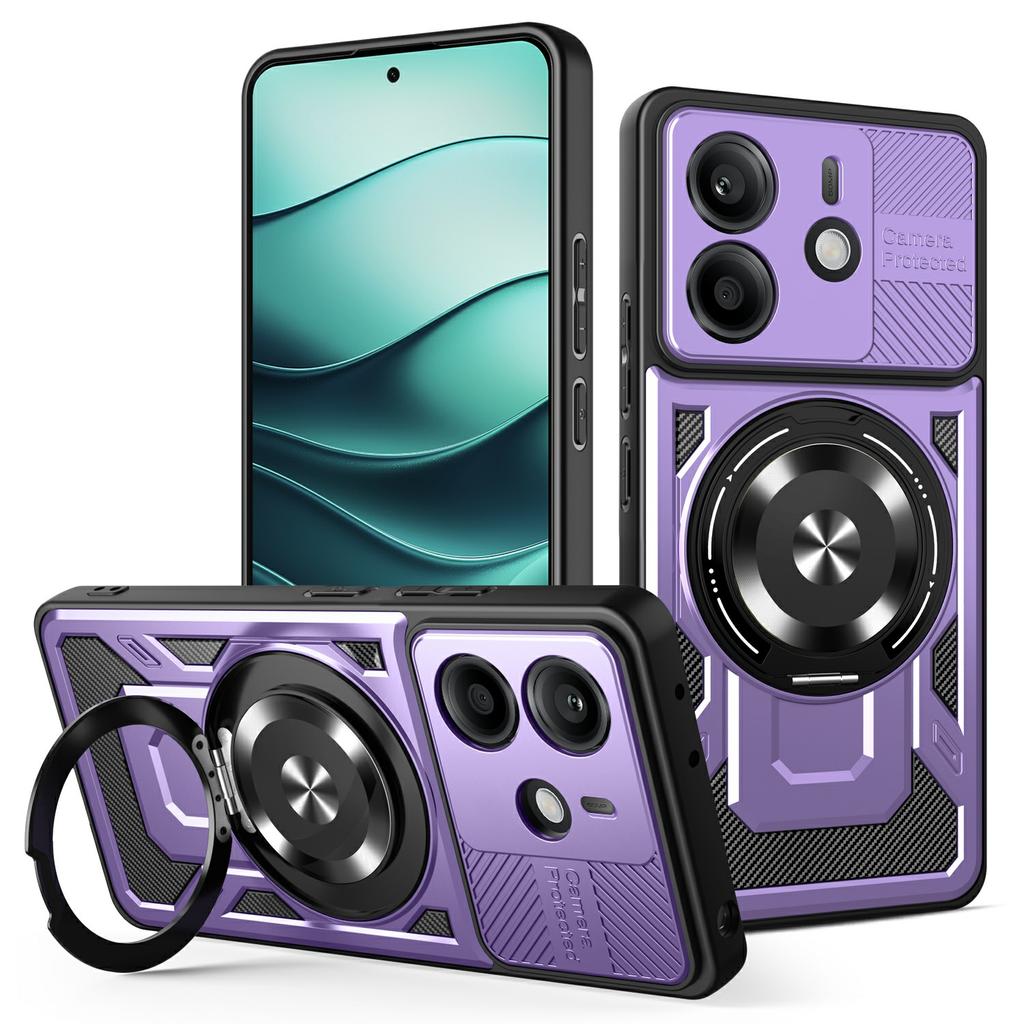 Для Xiaomi Redmi Note 14 4G (163,25 мм) Магнитный чехол с вращающейся подставкой TPU+PC Чехол для телефона