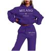 MILANO Модный женский флисовый комплект толстовка и штаны большого размера с принтом букв