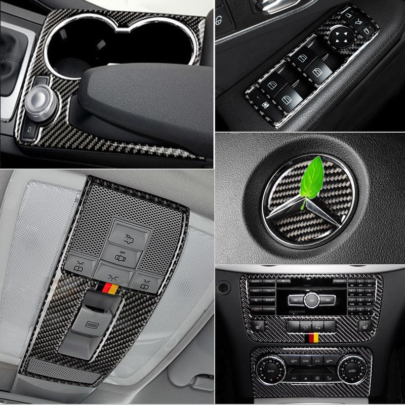 Углеродное волокно для Mercedes Benz GLK X204, внутренняя панель переключения передач, AC CD, панель, дверной подлокотник, отделка, наклейка на автомобиль