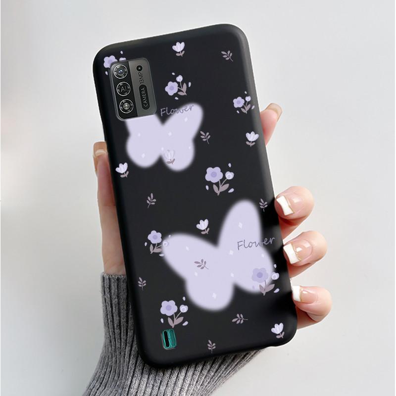 Phone Case For ZTE Blade A52 Lite Casing Luxury Fashion Butterfly Flowers Soft Silicone Black TPU Cover For Blade A52Lite Bumper