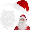 1Set Christmas Fancy Dress Costume Santa Hat and Beard Santa Claus Custom Cosplay