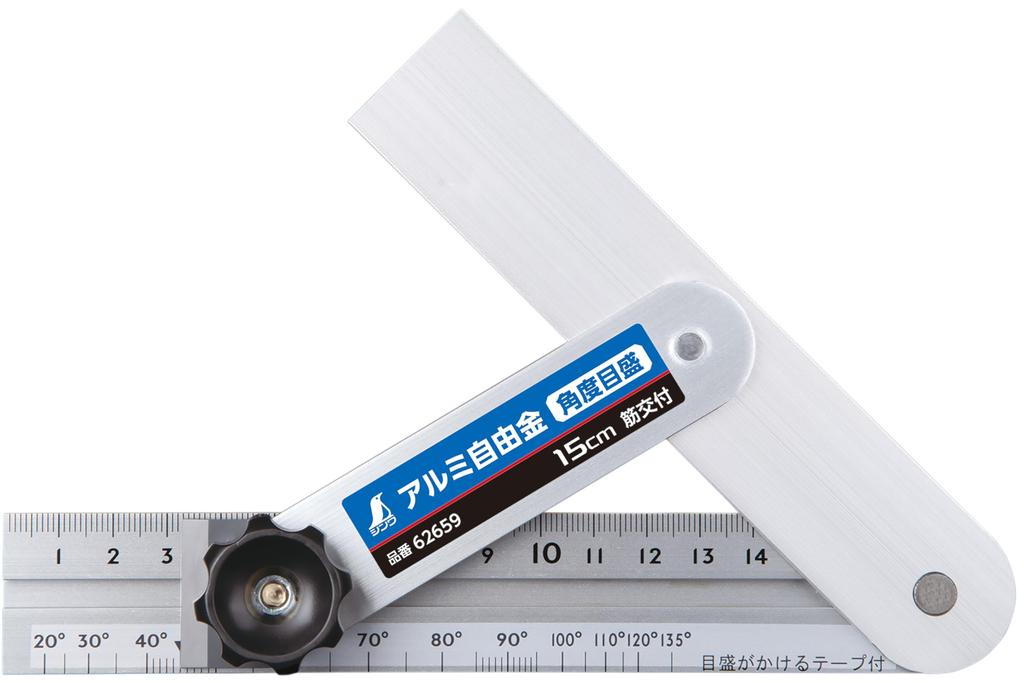 Shinwa Sokutei Aluminum Free Gold 15cm Angle Scale Lined 62659 Total Length 189mm 140g As a Guide for Angle Measurement Comes with Writing Tape Firmly