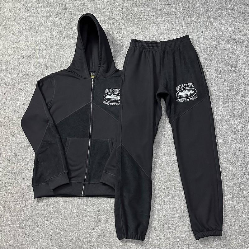 Unisex Hooded Zip-Up Sweatshirt Matching Jogger Set Casual Loose Fit Cotton Streetwear Outfit Fall