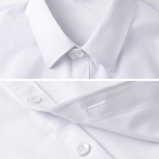 Мужская летняя рубашка с отложным воротником, однобортный сплошной цвет, облегающий кардиган больших размеров, с короткими рукавами, средней длины, повседневный деловой мужской офисный топ