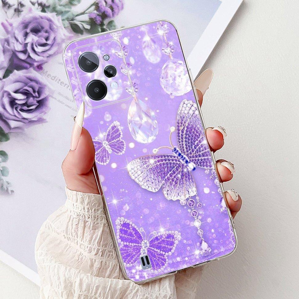 Чехол для Realme C31 Милый Мультяшный Медведь Бабочка Задняя Крышка Чехлы для Телефона Для Realme C 31 C31 4G RMX3501 RealmeC31 Мягкие Fundas