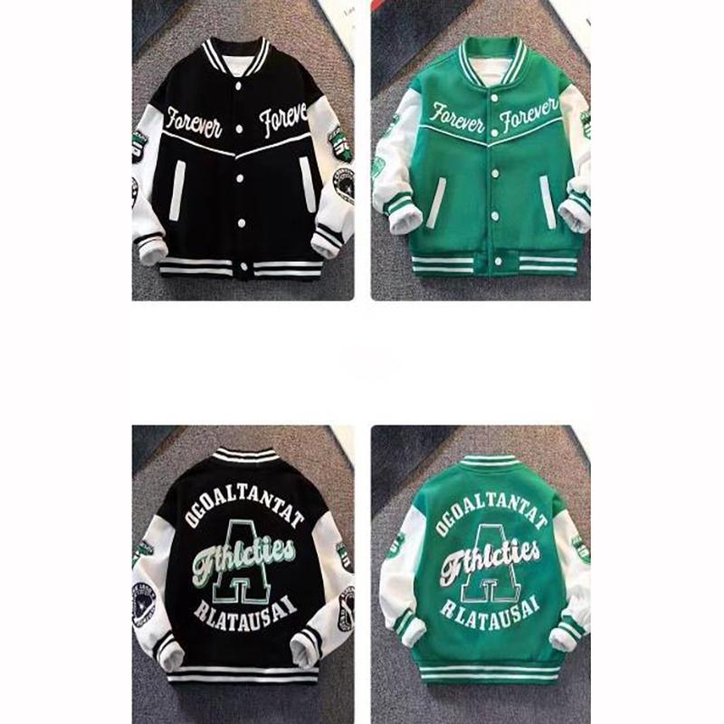 Весенне-осенняя куртка, бейсбольный костюм, одежда, черные, зеленые, стеганые пальто для подростков, хлопковая куртка, детские куртки-бомберы, маленькие детские куртки для мальчиков и девочек