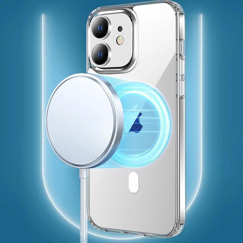 Автомобильный чехол-держатель для телефона для iPhone 16 15 14 Plus 13 12 11 Pro Max Plus Чехол для Магнитного Беспроводного Зарядного Устройства Прозрачный Чехол