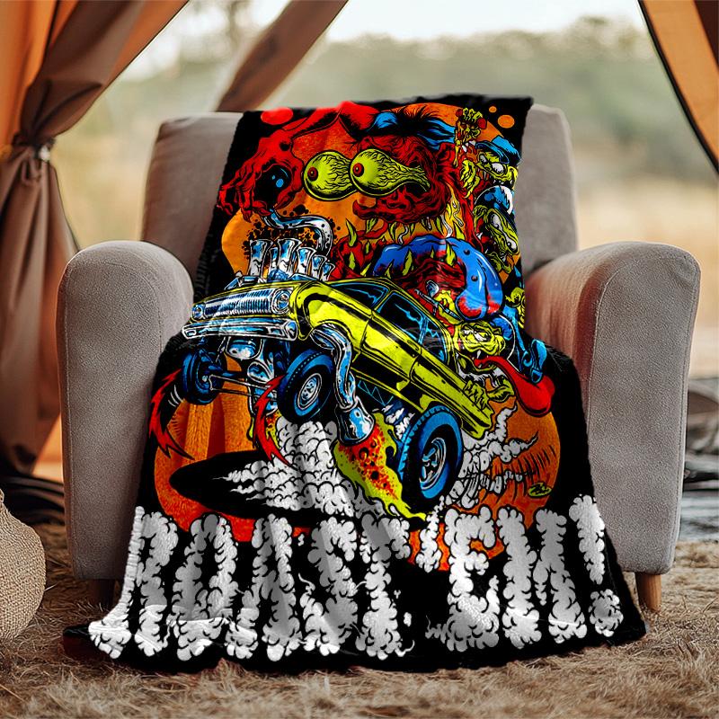 Rat Fink Power Flannel Blanket Soft Warm All-Season Throw, Design for Camping, Car Travel, Hiking Sofa, Bed, Office Perfect Gift for Parties