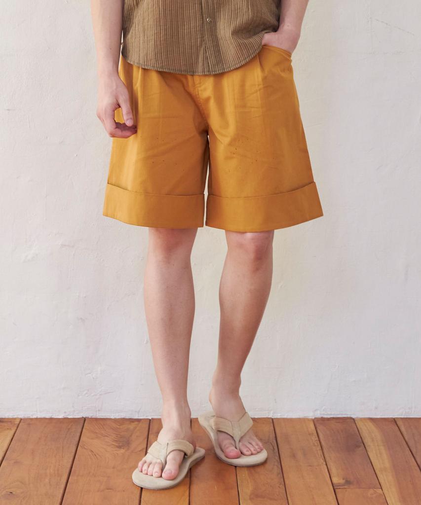 SENTAIR Turn-Up Wide Bermuda Pants_Camel
