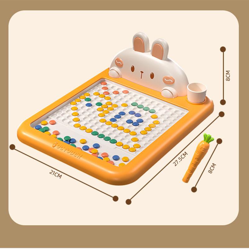 Rabbit Magnetic Drawing Board Children Drawing Board Magnetic Beads Radish Pen Graffiti Board Early Education Montessori Toy