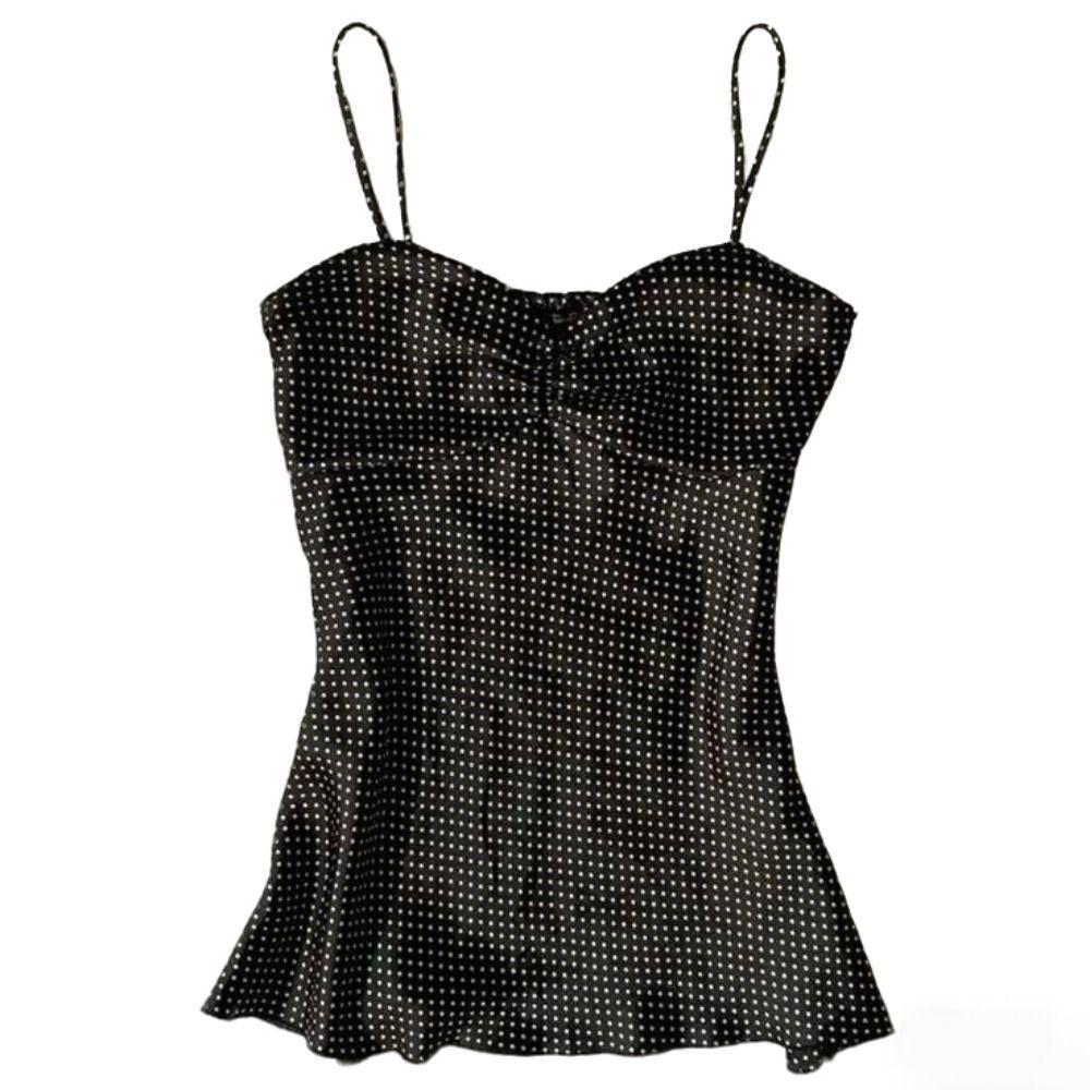 Polka Dot Sling Top Backless Style Sleeveless Tanks French Style Camisole Vest Summer
