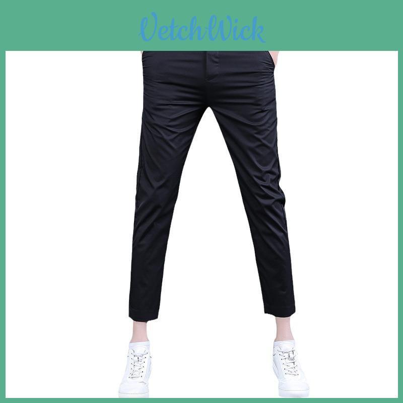 Летние мужские узкие брюки в стиле business casual из хлопка с эластаном для повседневной носки