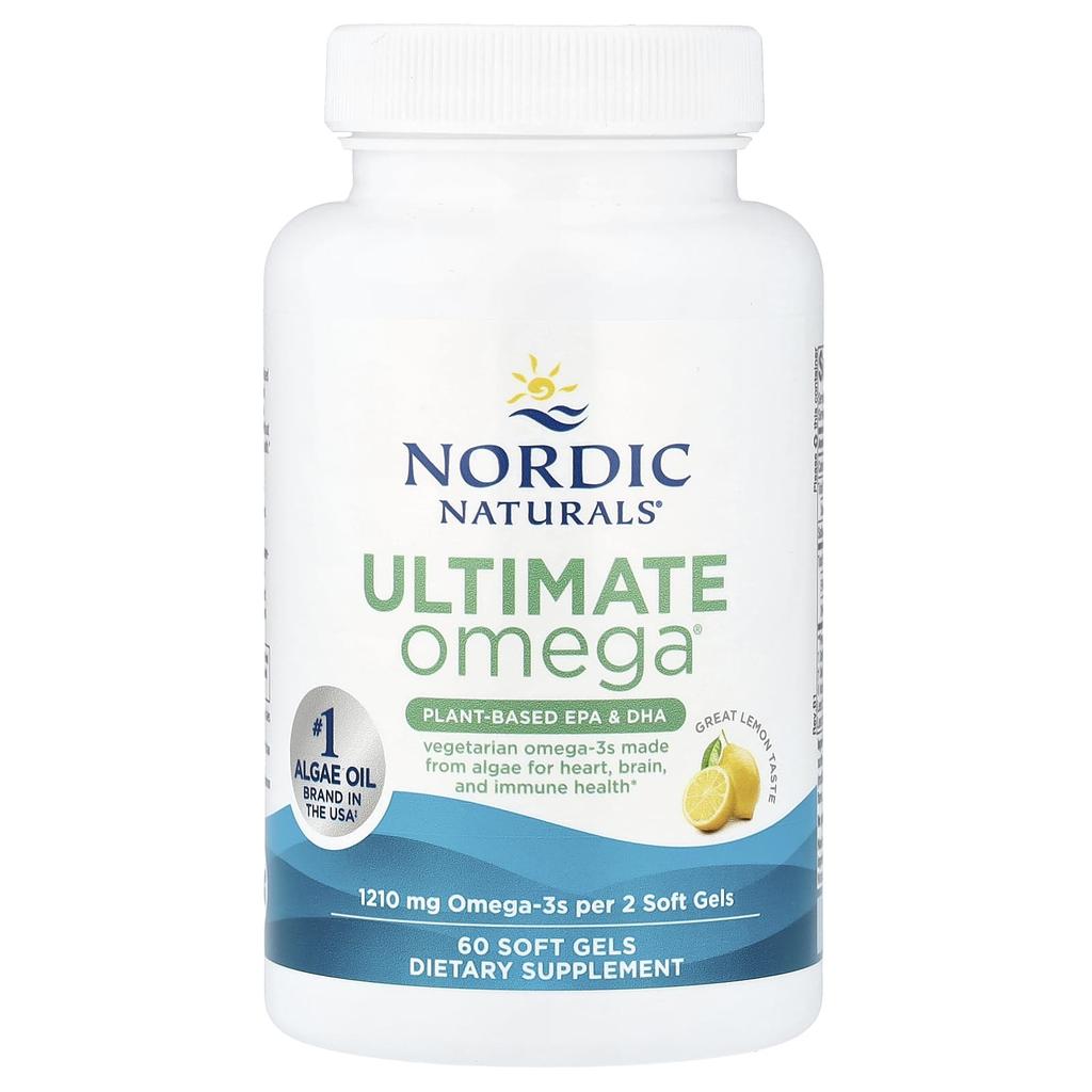 Nordic Naturals Ultimate Omega®, Plant-Based EPA and DHA, Lemon Flavor, 60 Softgels (605 Mg Per Softgel)