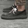 Men's Popular Cow Leather High-silk Suede Grey Brown Casual Shoes Genuine Cow Suede Leather Men Flats Shoes Man Sneakers Shoes