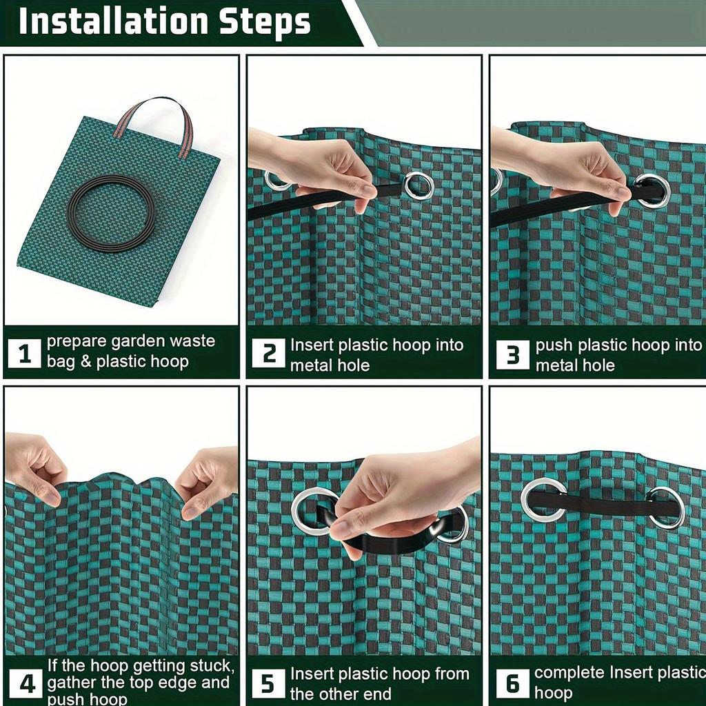 Комплект прочных полипропиленовых мешков для садовых отходов - многоразовые мешки для садового мусора с промышленной тканью и ручками для сбора растений, травы и листьев