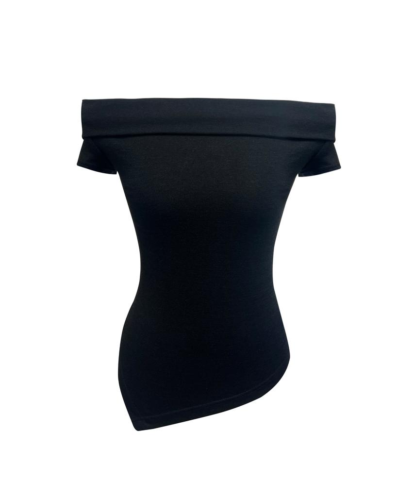 SETSETSET Off Shoulder Knit Top Black
