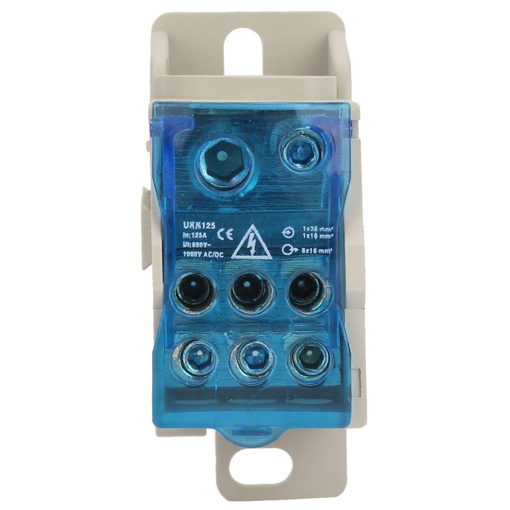 690V 125A DIN Rail Terminal Block Brass Conductor Positions Screw Terminal Terminal Block Distribution Box Blue Junction Box
