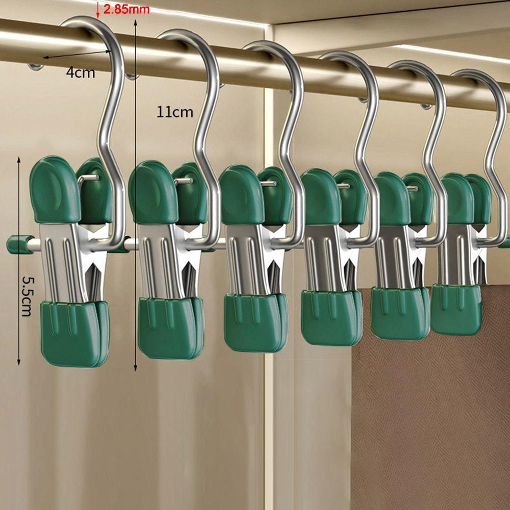 1/5/10PCS Windproof Stainless Steel Pants Clip with Hook Home Storage Rack for Household