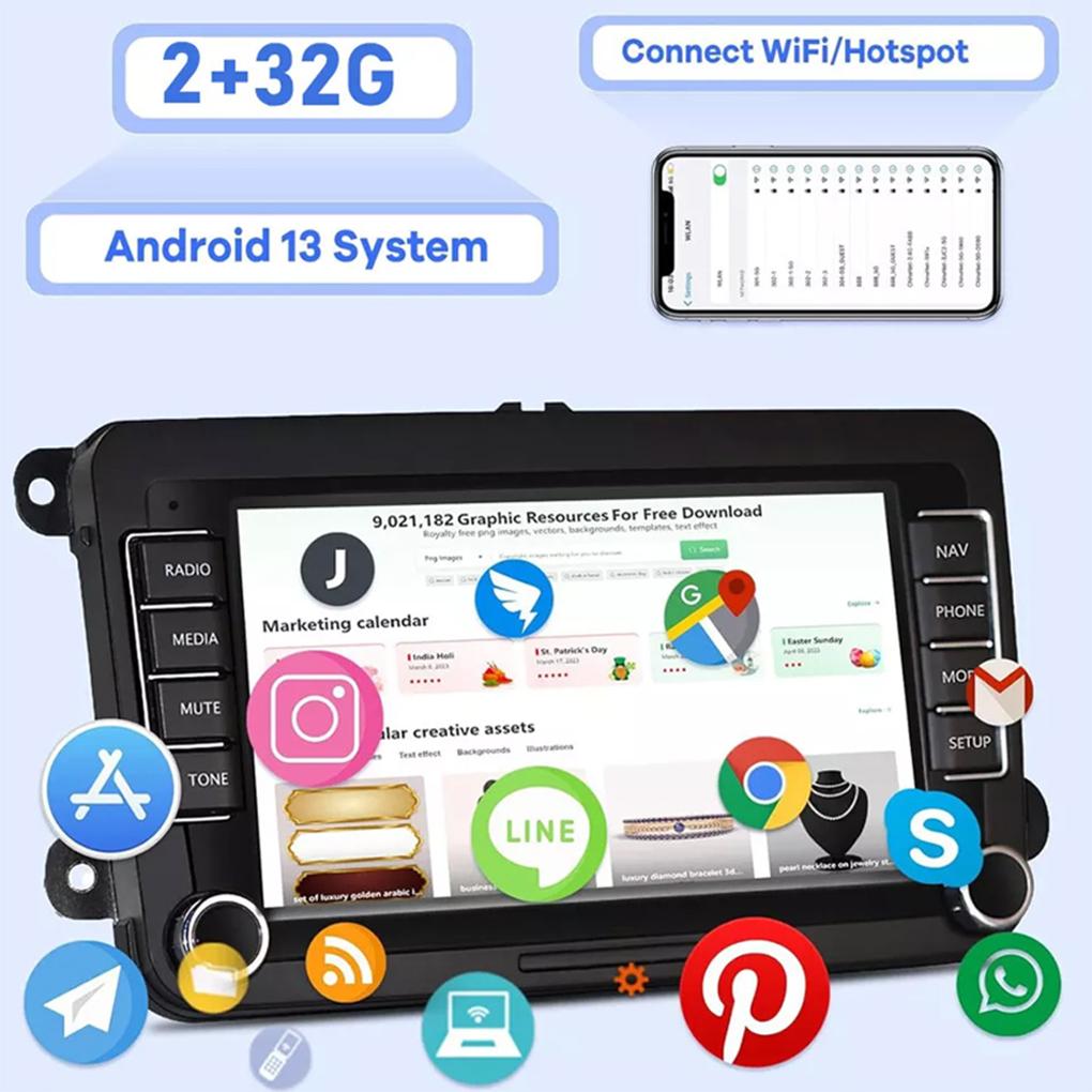 Android 13 Автомобильная стереосистема для Passat Golf GP-S Car-play Навигация Автомобильное радио Автомобильный мультимедийный проигрыватель