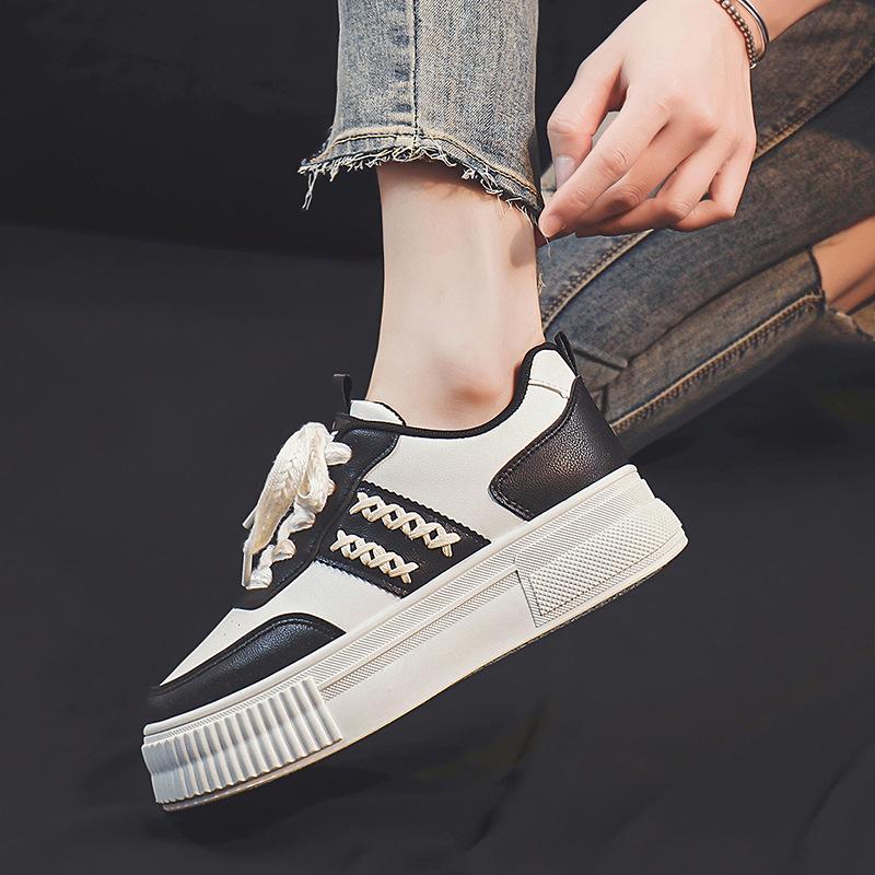 Thick Bottom Hight Increasing Board Shoes Women's New Summer Student White Shoes Women's Sports Casual Shoes