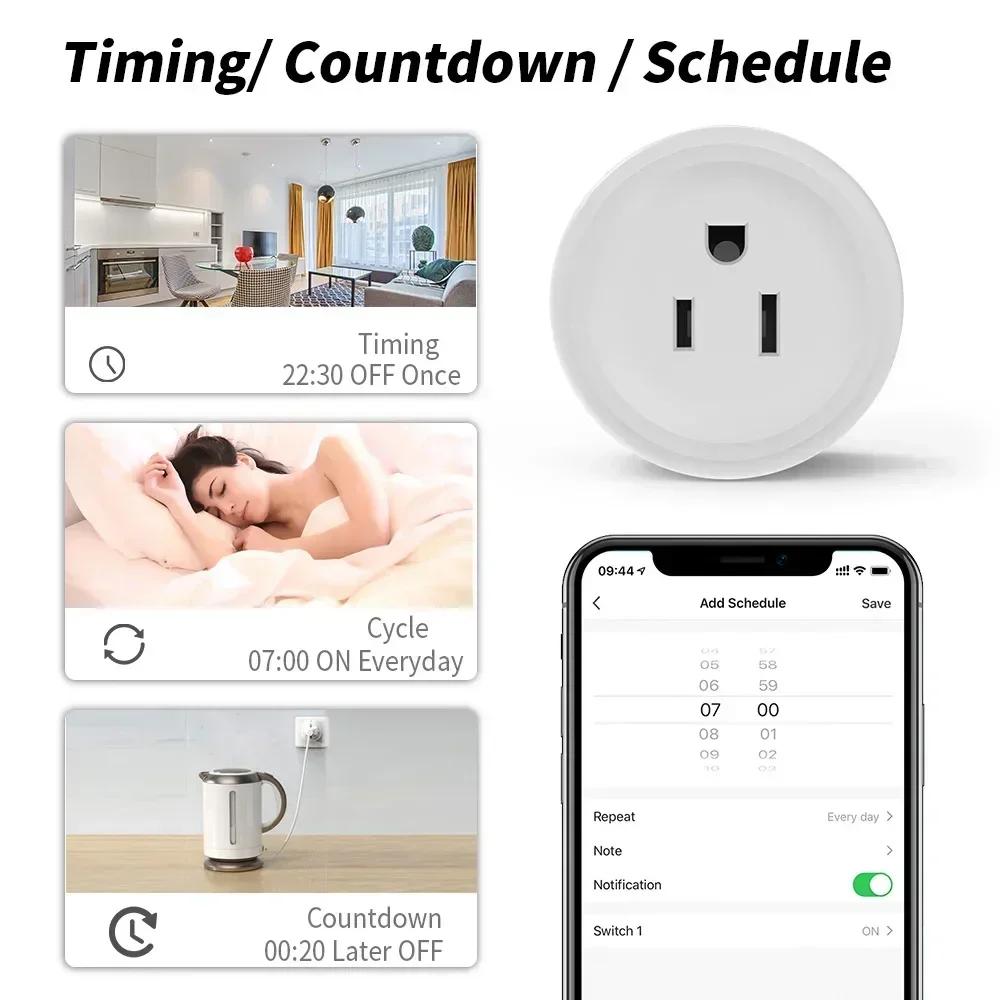 10A US Plug WIFI Smart Socket Timer Switch Outlet Smart Home Automation APP Voice Control Echo Alexa Google Assistant 100-240V