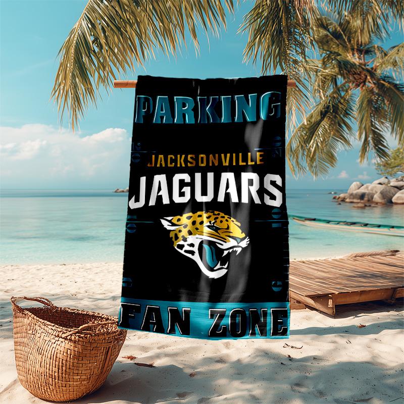 proof beach towel with Jacksonville Jaguars logo pattern - soft,absorbent,quick-drying,machine washable - perfect for swimming,camping,bathing