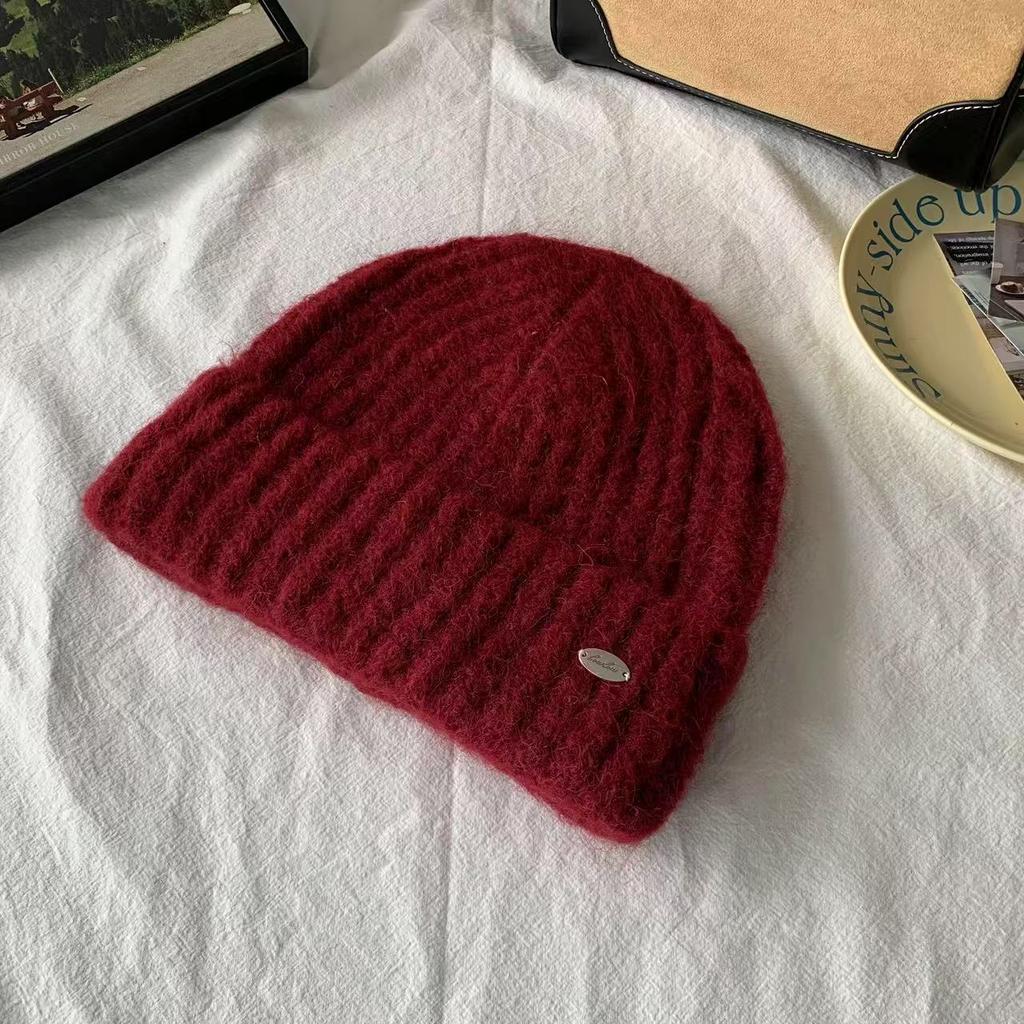 Soft and Skin Friendly Off White Knitted Hat for Women Thickened Warm Woolen Hat for Autumn and Winter Outdoor Windproof Ear Protecting Hat Cold Hat