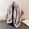 Chinese Ink Bamboo Simulation Silk Large Square Scarf Retro Flower Printing Professional Versatile Shawl Diagonal Silk Pattern Scarf Headscarf Women