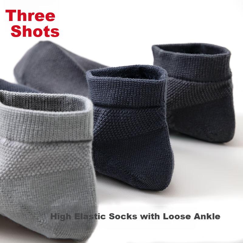 THREEGUN [Touch Series] Men's Socks, Pure Cotton 100%, Odor-Resistant, Wear-Resistant Socks for Men, Mesh Short Socks, 10A